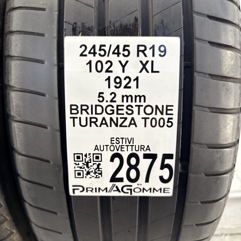 Gomme Usate 245 45 R19 XL 102Y Bridgestone Turanza T005 74% Estive - immagine 3