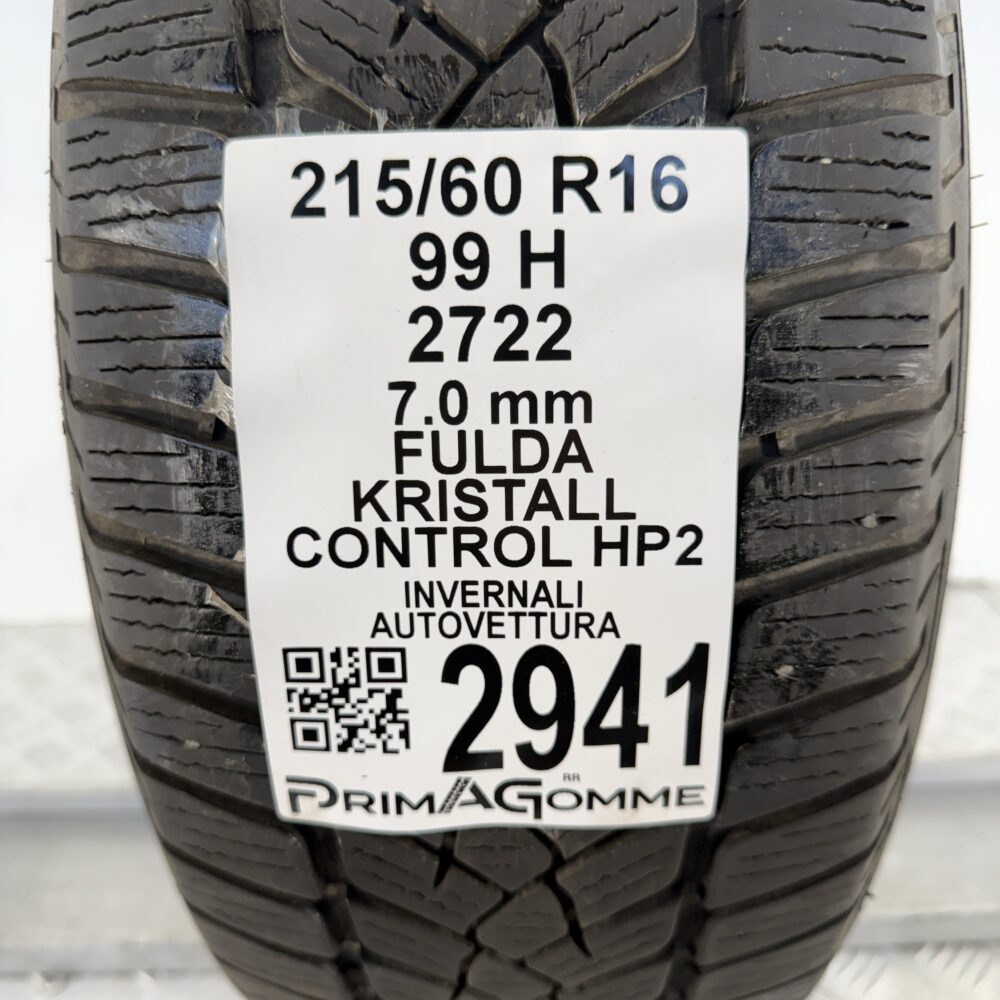 Gomma Usata 215 60 R16 99H FULDA KRISTALL CONTROL HP2 88% Invernale - immagine 3