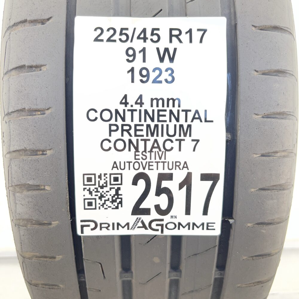 Gomma Usata 225 45 R17 91W Continental Premium Contact 7 Estivo - immagine 3
