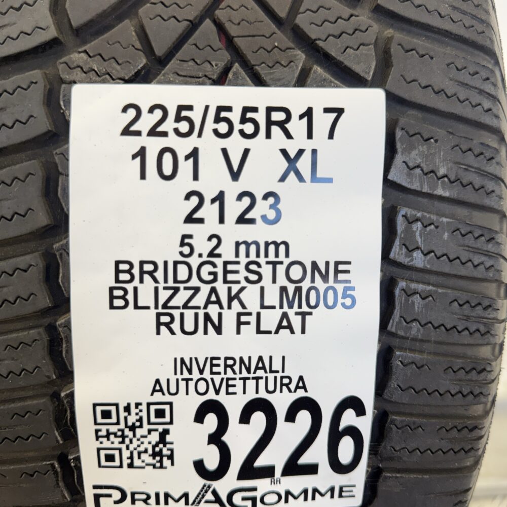Gomme Usate 225 55 R17 XL 101V Bridgestone Blizzak LM005 RunFlat 74% Invernali - immagine 3