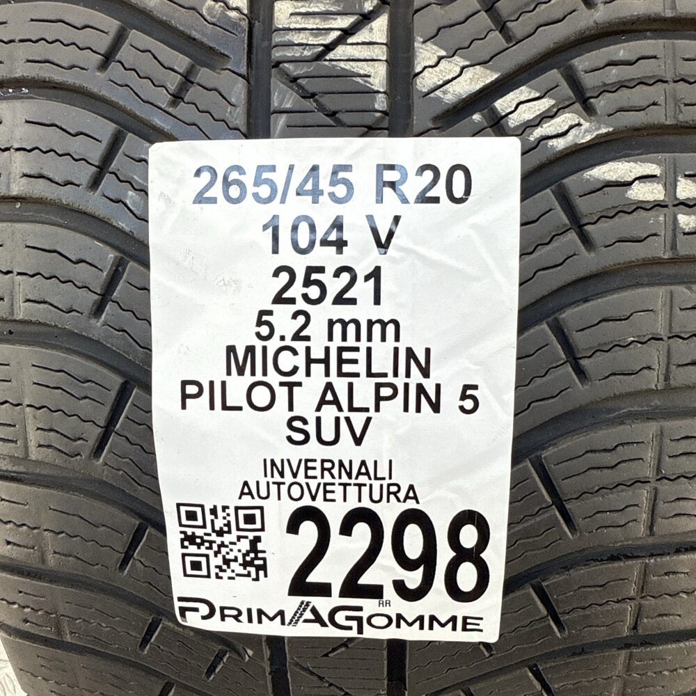 Gomme Usate 265 45 R20 104V Michelin Pilot Alpin 5 SUV Invernali - immagine 2