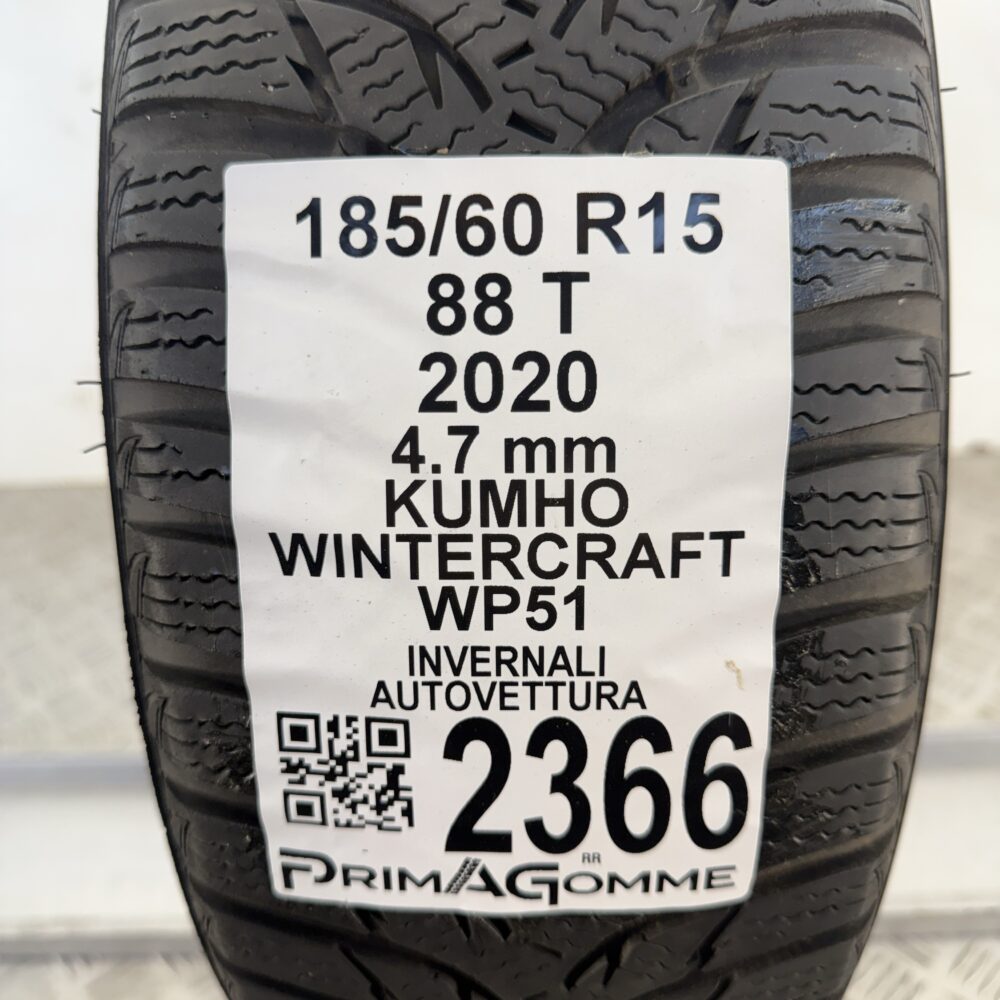 Gomma Usata 185 60 R15 88T Kumho Wintercraft WP51 Invernale - immagine 3