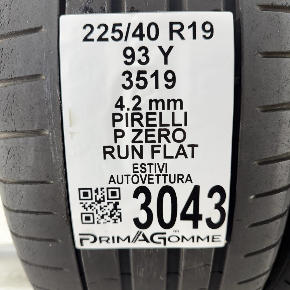 Gomme Usate 225 40 R19 93Y Pirelli P Zero RunFlat Estive - immagine 3