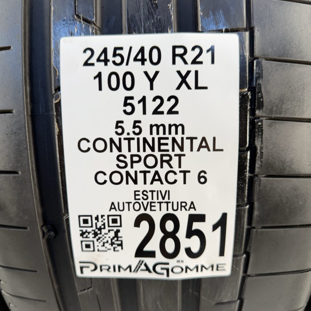 Gomme Usate 245 40 R21 XL 100Y Continental Sport Contact 6 79% Estive - immagine 3
