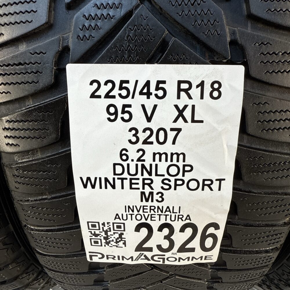 Gomme Usate 225 45 R18 XL 95V Dunlop Winter Sport M3 89% Invernali - immagine 3