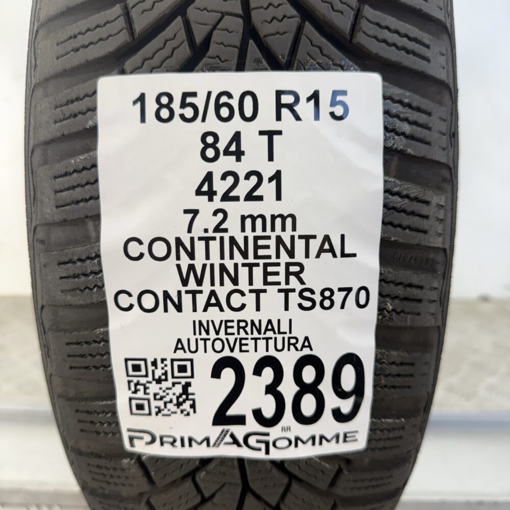 Gomma Usata 185 60 R15 84T Continental Winter Contact TS870 90% Invernale - immagine 3