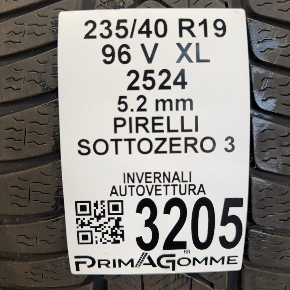 Gomme Usate 235 40 R19 XL 96V PIRELLI SOTTOZERO 3 74% Invernali - immagine 3
