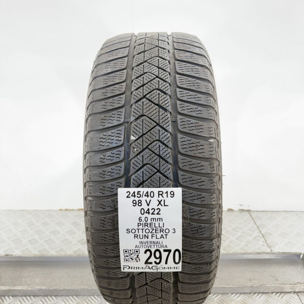 Gomma Usata 245 40 R19 XL 98V Pirelli Sottozero 3 RunFlat 75% Invernale