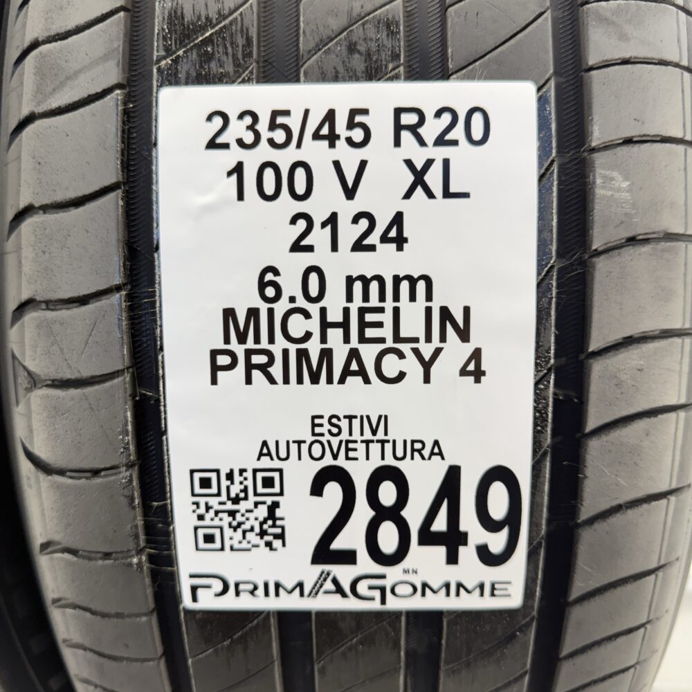 Gomme Usate 235 45 R20 XL 100V MICHELIN Primacy 4 86% Estive - immagine 10