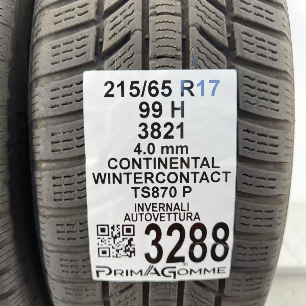 Gomme Usate 215 65 R17 99H Continental WinterContact TS870 P Invernali - immagine 3