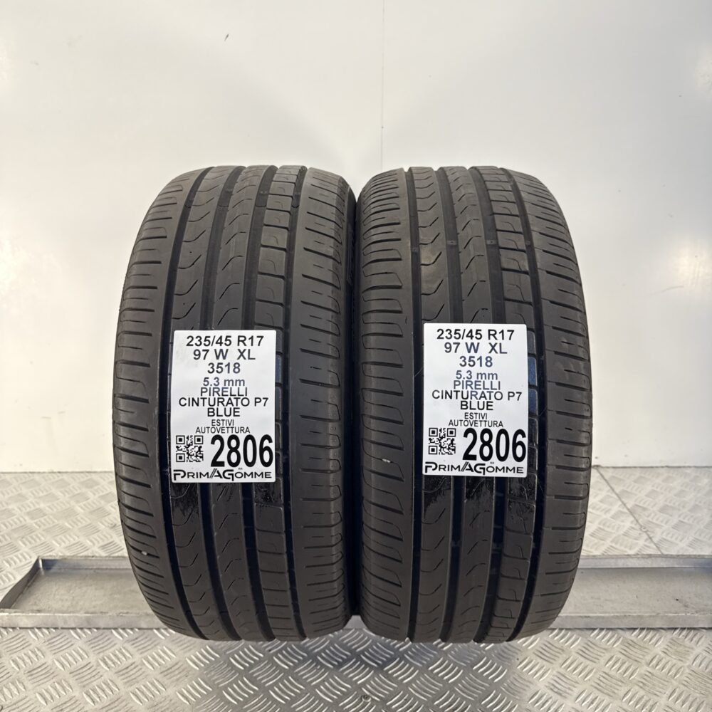 Gomme Usate 235 45 R17 XL 97W Pirelli Cinturato P7 Blue 76% Estive