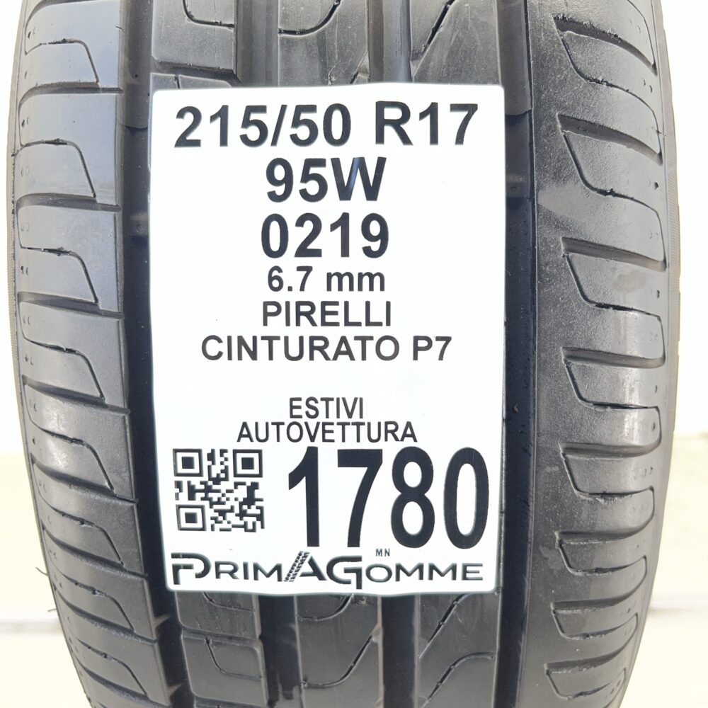 Pneumatico Usato 215 50 R17 95W Pirelli Cinturato P7 96% Estivo - immagine 3