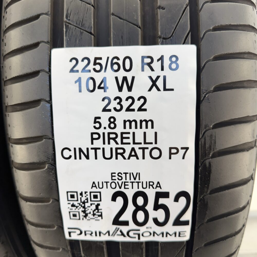 Gomme Usate 225 60 R18 XL 104W Pirelli Cinturato P7 83% Estive - immagine 3