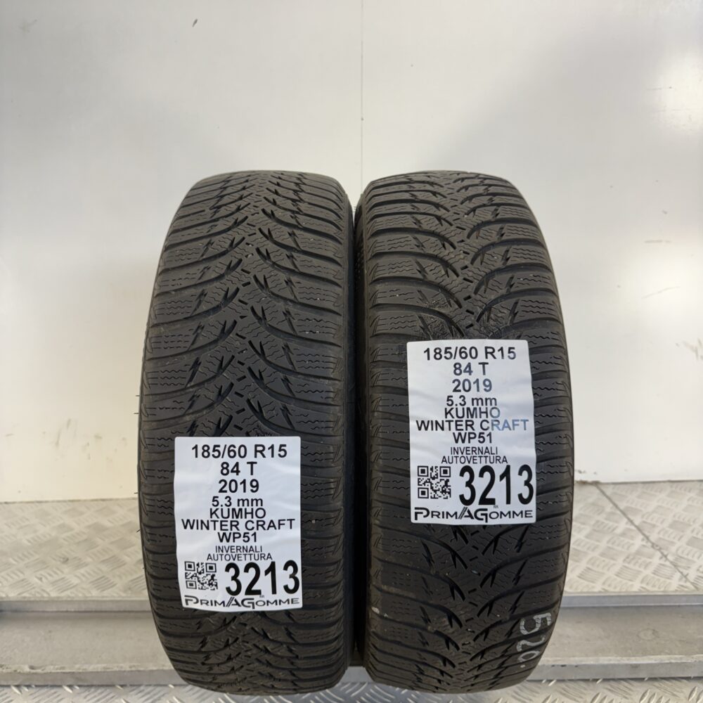 Gomme Usate 185 60 R15 84T Kumho Winter Craft WP51 76% Invernali