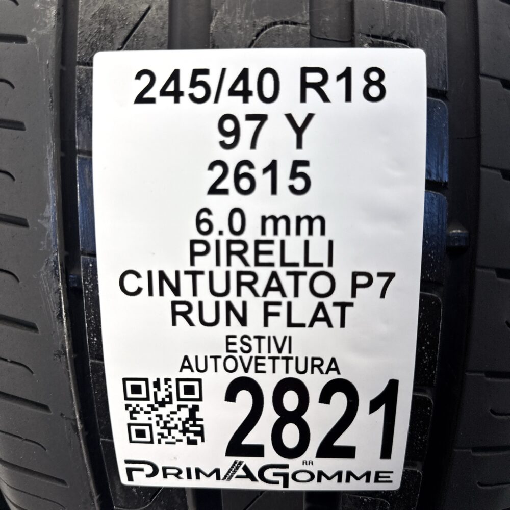 Gomme Usate 245 40 R18 97Y Pirelli Cinturato P7 Run Flat RunFlat 86% Estive - immagine 3