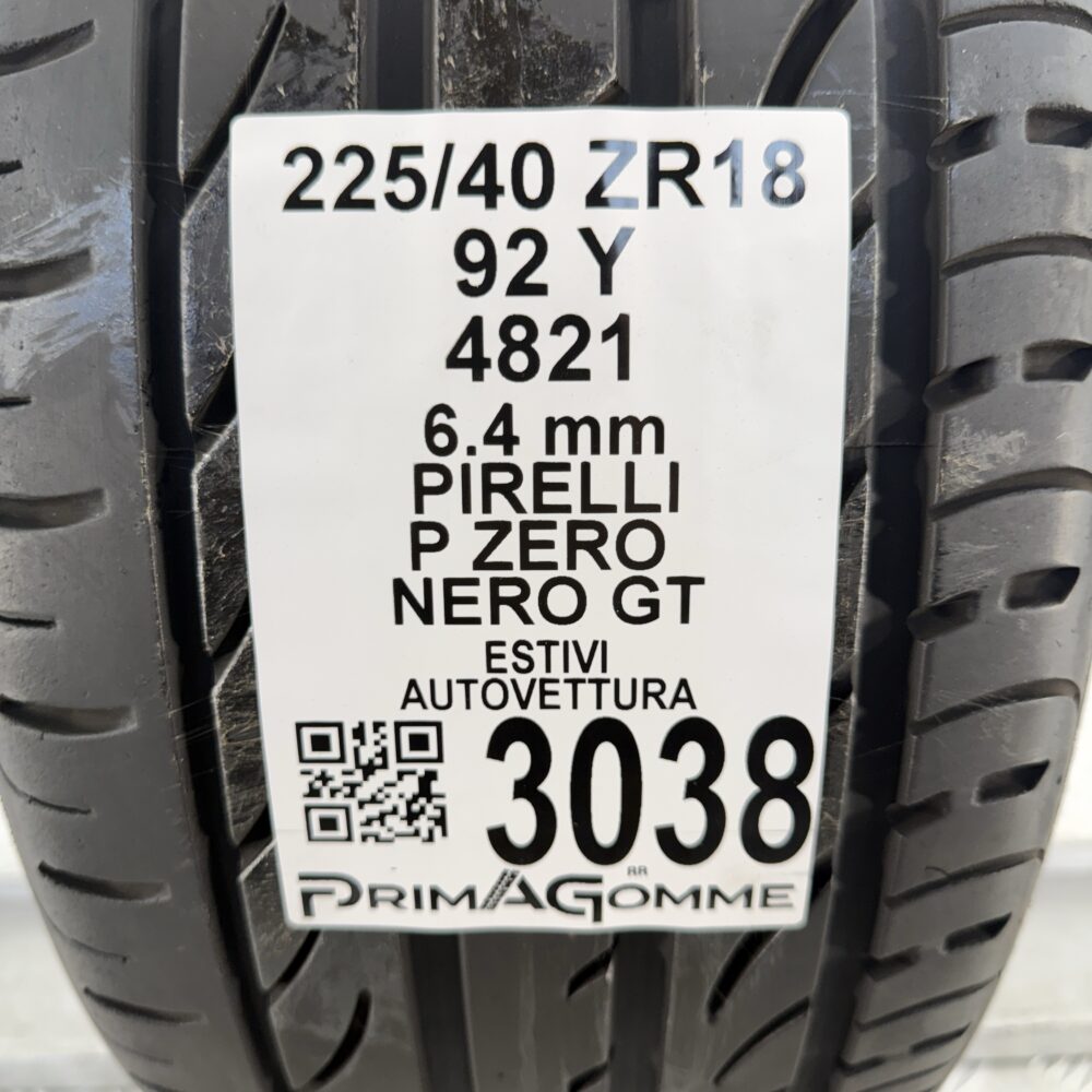 Gomma Usata 225 40 ZR18 92Y Pirelli P Zero Nero GT 91% Estivo - immagine 3