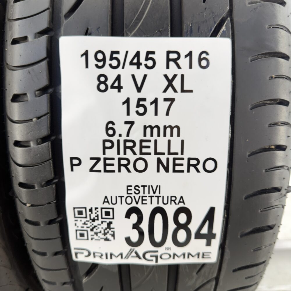 Gomme Usate 195 45 R16 XL 84V Pirelli P Zero Nero 95% Estive - immagine 3
