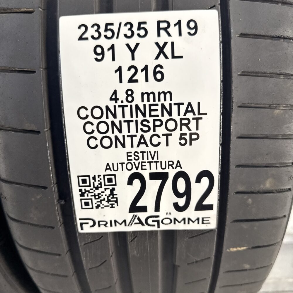 Gomme Usate 235 35 R19 XL 91Y Continental ContiSportContact 5P Estive - immagine 3