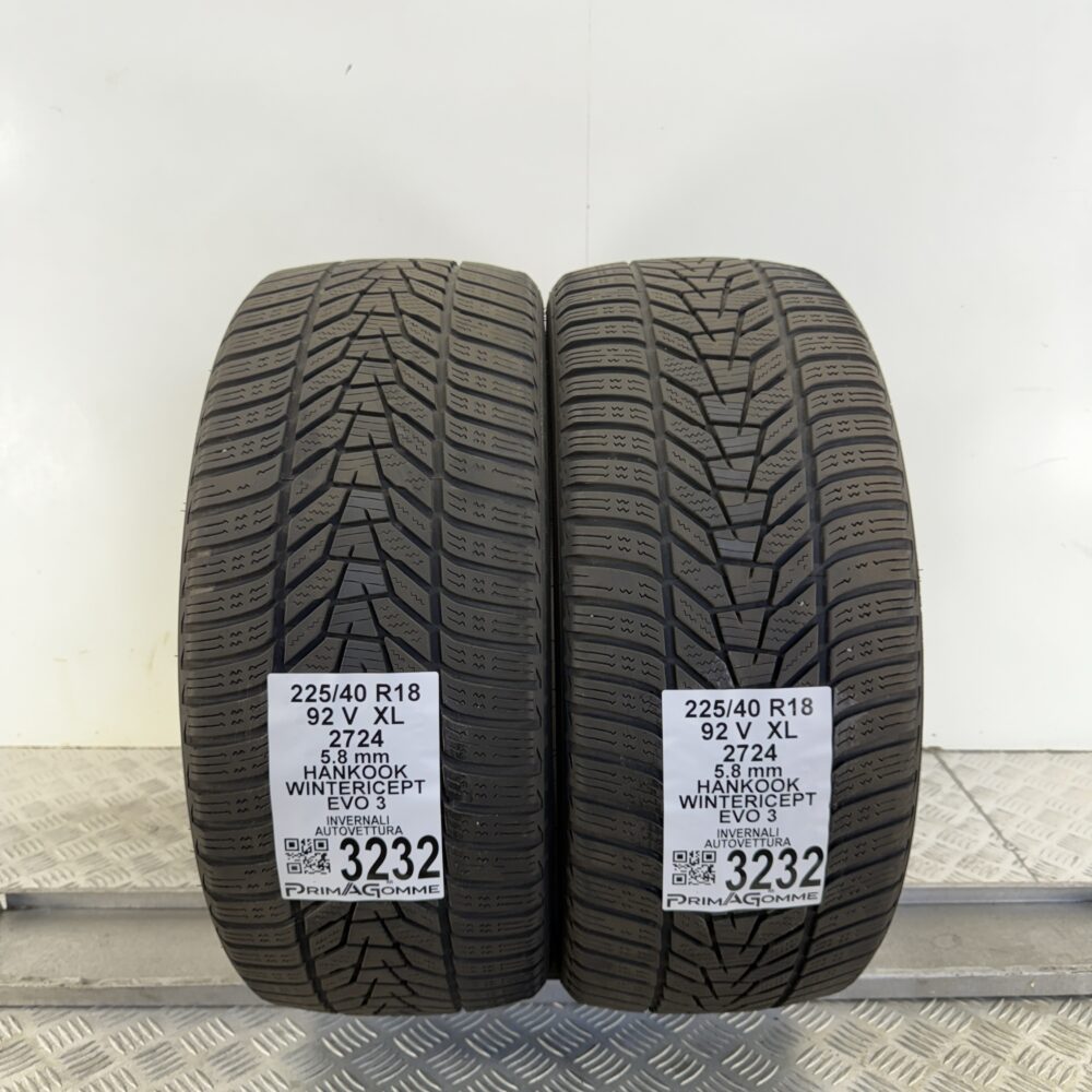 Gomme Usate 225 40 R18 XL 92V Hankook Wintericept Evo 3 83% Invernali