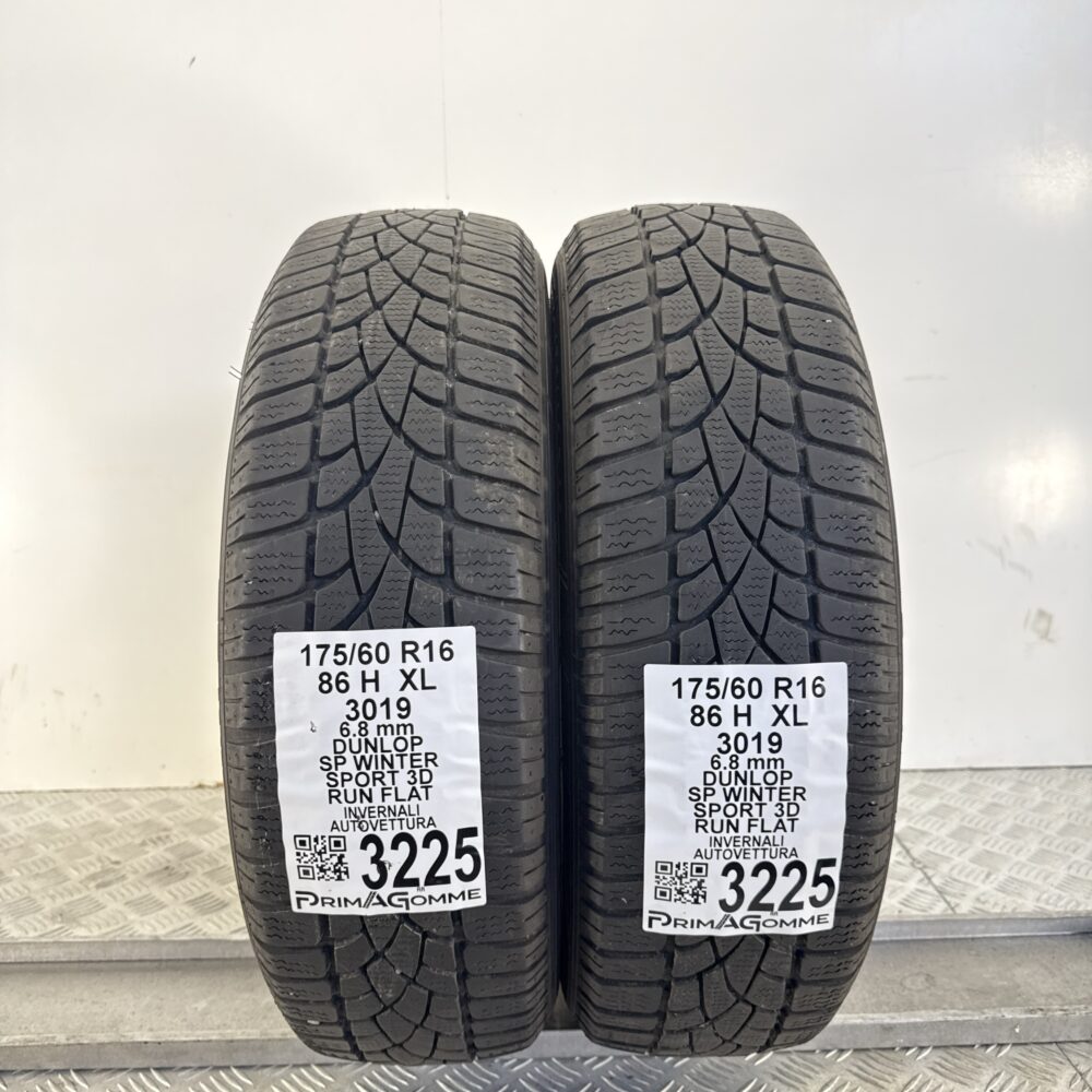 Gomme Usate 175 60 R16 XL 86H Dunlop SP Winter Sport 3D RunFlat 97% Invernali