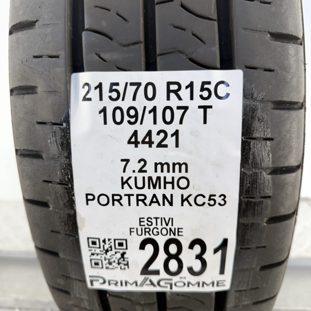 Gomma Usata 215 70 R15C 109/107T Kumho Portran KC53 80% Estivo - immagine 3