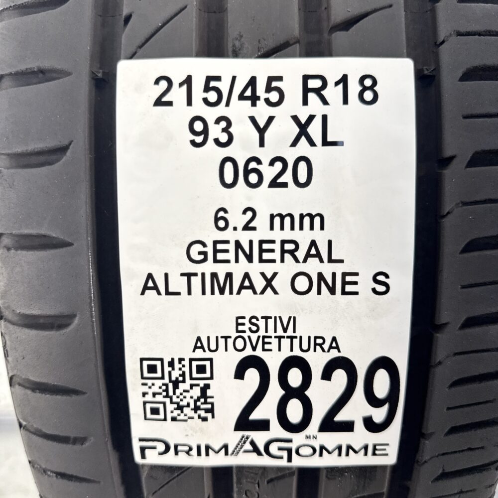Gomma Usata 215 45 R18 XL 93Y General Altimax One S Estivo - immagine 3