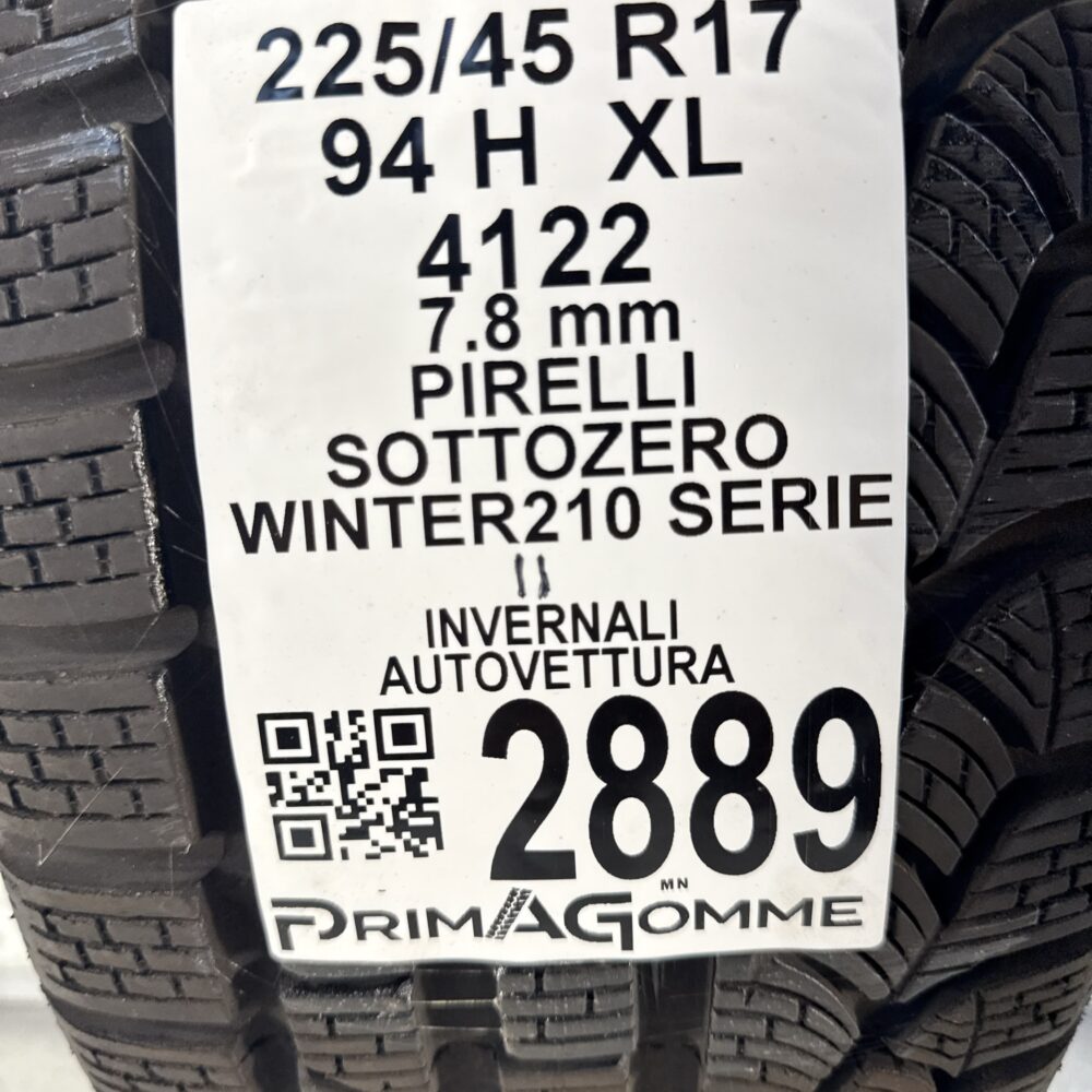 Gomma Usata 225 45 R17 XL 94H Pirelli Sottozero Winter210 Serie 98% Invernale - immagine 3