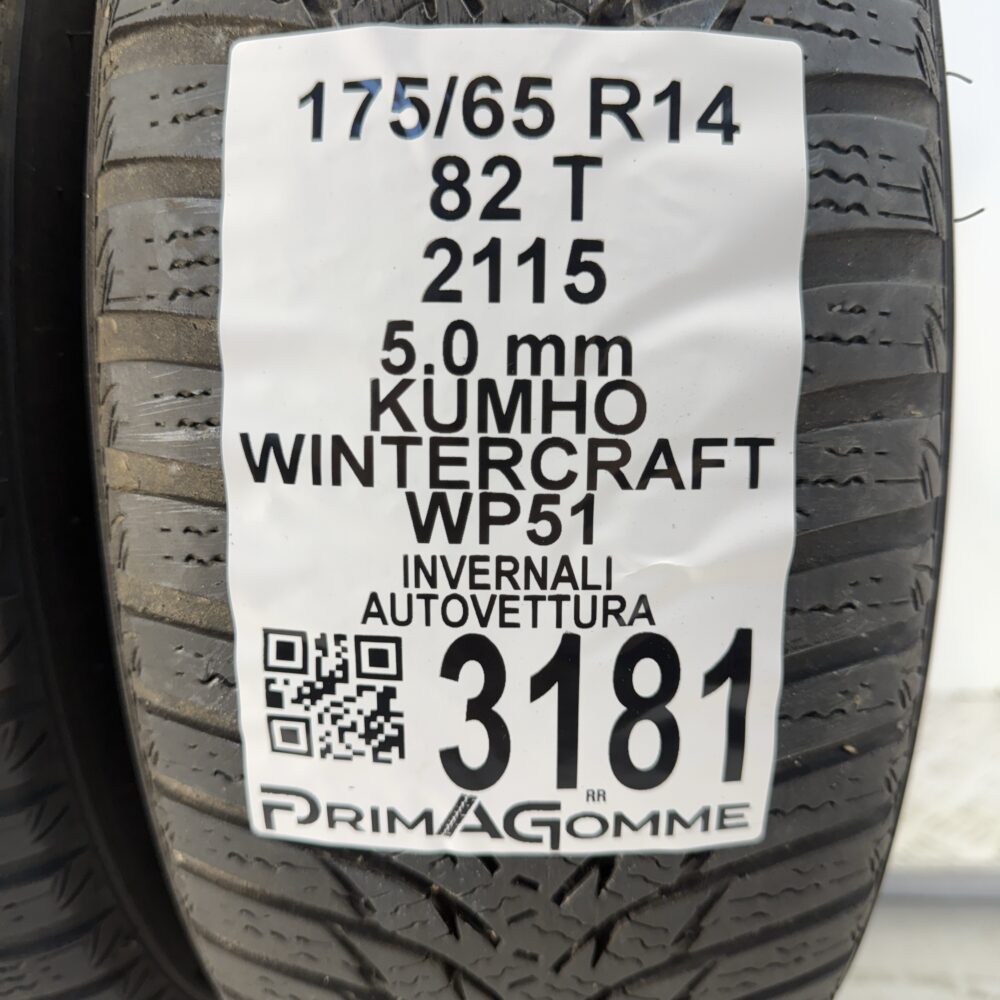 Gomme Usate 175 65 R14 82T KUMHO WINTERCRAFT WP51 71% Invernali - immagine 3
