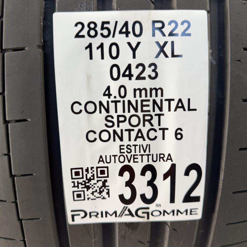 Gomme Usate 285 40 R22 XL 110Y Continental Sport Contact 6 Estive - immagine 3
