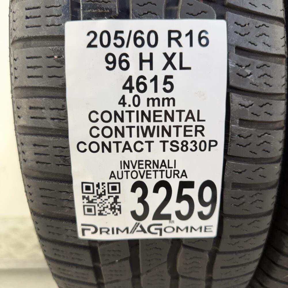 Gomme Usate 205 60 R16 XL 96H Continental ContiWinterContact TS830P Invernali - immagine 3