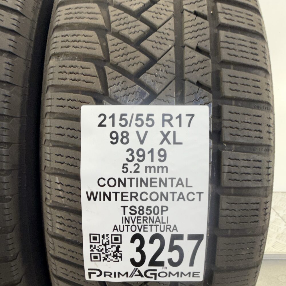 Gomme Usate 215 55 R17 XL 98V Continental WinterContact TS850P 74% Invernali - immagine 3