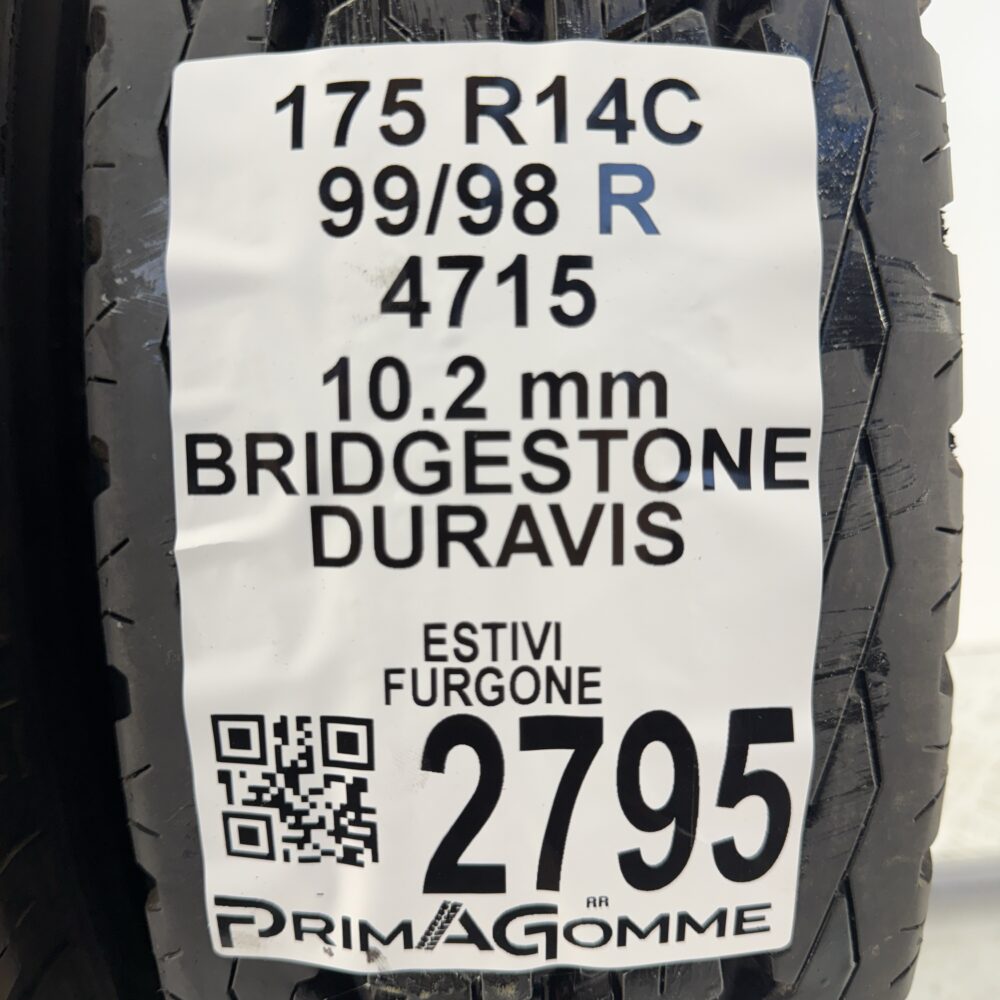 Gomme Usate 175 R14C 99/98R Bridgestone Duravis 98% Estive - immagine 3