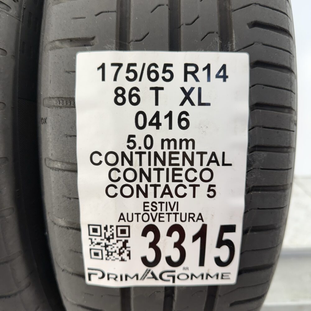 Gomme Usate 175 65 R14 XL 86T Continental ContiEco Contact 5 71% Estive - immagine 3