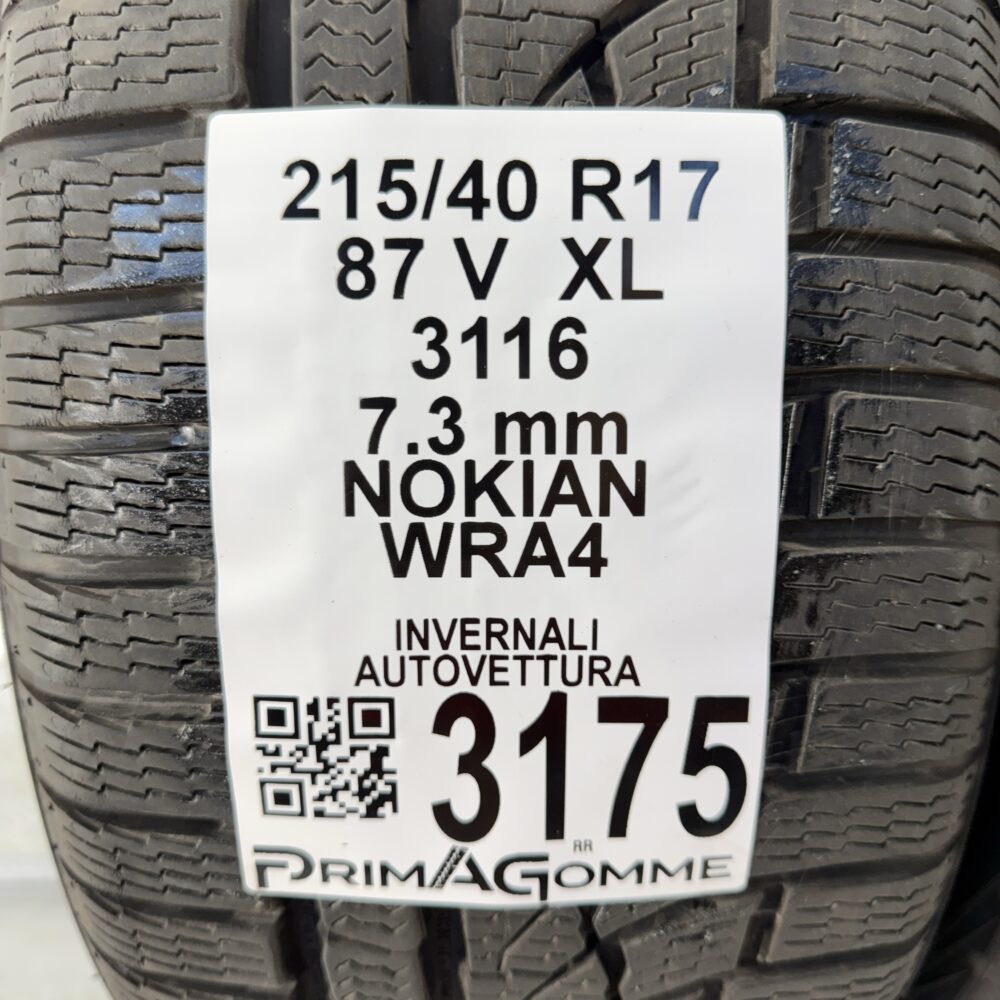 Gomme Usate 215 40 R17 XL 87V Nokian Wra4 98% Invernali - immagine 3