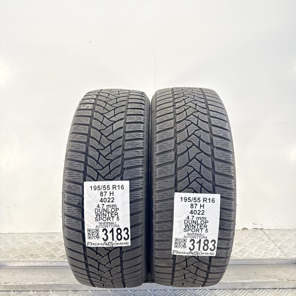 Gomme Usate 195 55 R16 87H Dunlop Winter Sport 5 Invernali