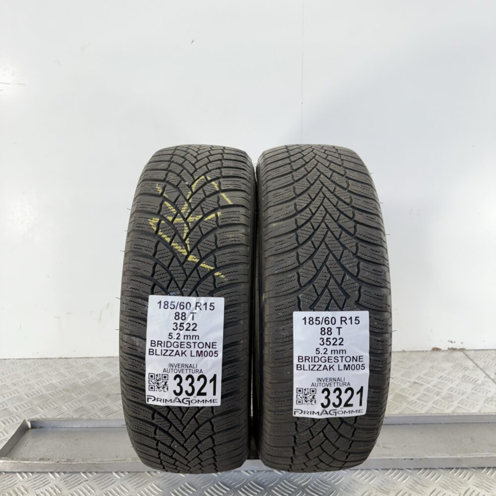 Gomme Usate 185 60 R15 88T Bridgestone Blizzak LM005 74% Invernali