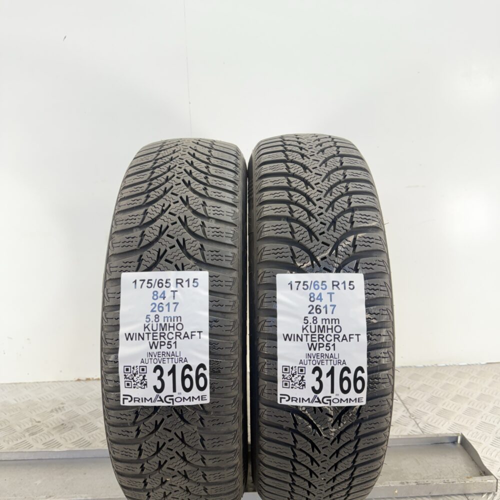 Gomme Usate 175 65 R15 84T Kumho Wintercraft WP51 83% Invernali