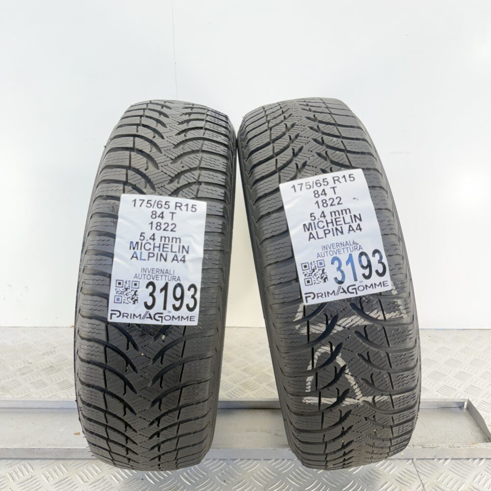 Gomme Usate 175 65 R15 84T MICHELIN ALPIN A4 77% Invernali
