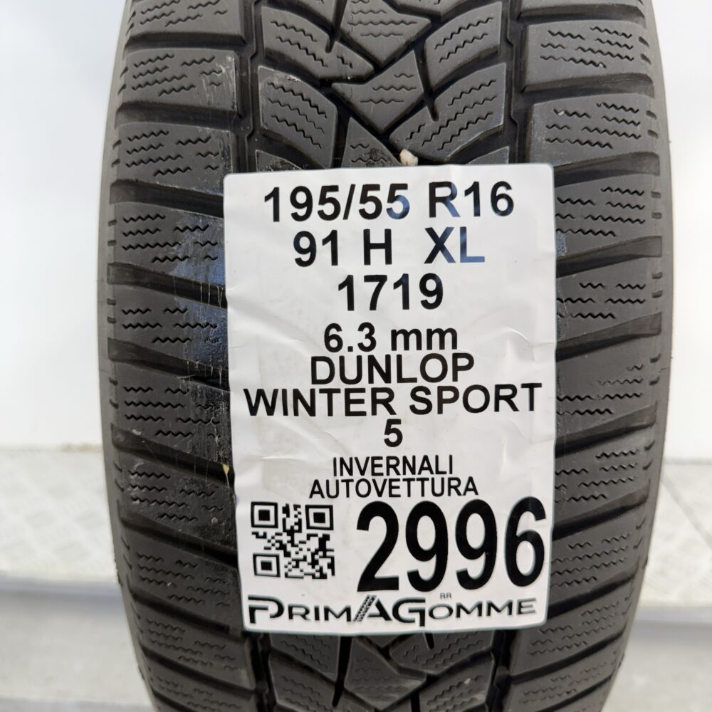 Gomma Usata 195 55 R16 91H XL Dunlop Winter Sport 5 90% Invernale - immagine 3