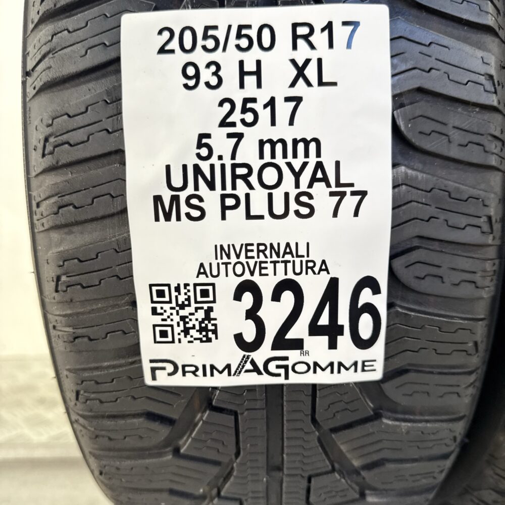 Gomme Usate 205 50 R17 XL 93H UNIROYAL MS PLUS 77 81% Invernali - immagine 3
