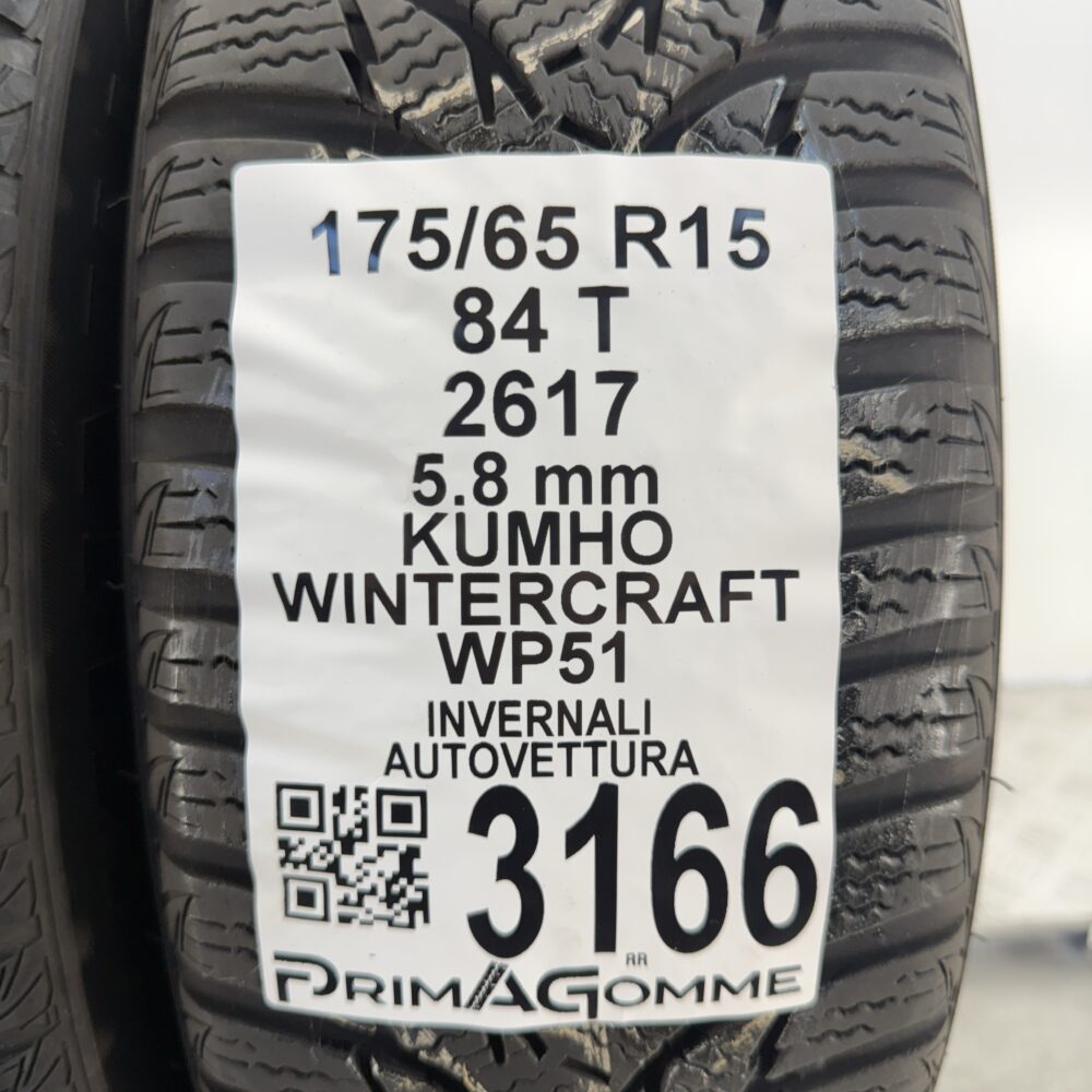 Gomme Usate 175 65 R15 84T Kumho Wintercraft WP51 83% Invernali - immagine 3