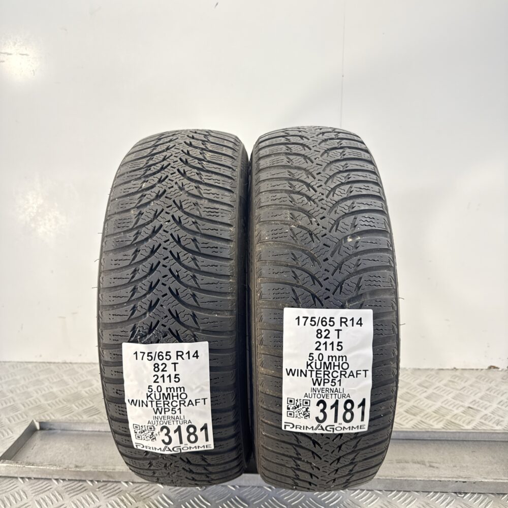 Gomme Usate 175 65 R14 82T KUMHO WINTERCRAFT WP51 71% Invernali