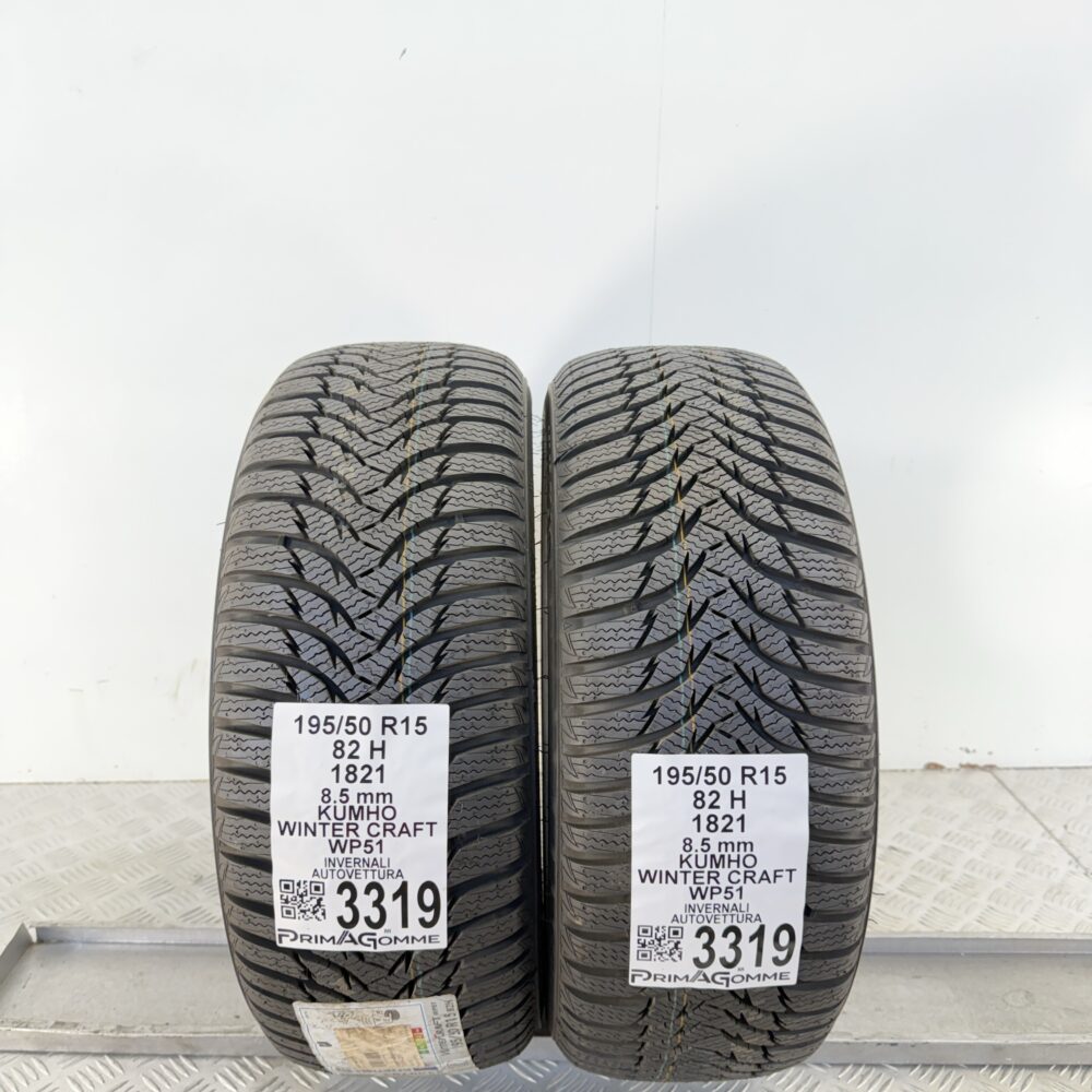Gomme Usate 195 50 R15 82H Kumho Winter Craft WP51 98% Invernali