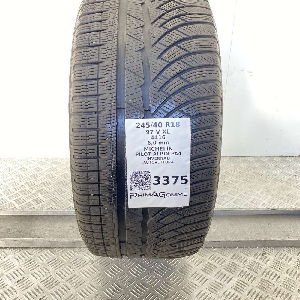 Gomma Usata 245 40 R18 XL 97V MICHELIN PILOT ALPIN PA4 86% Invernale