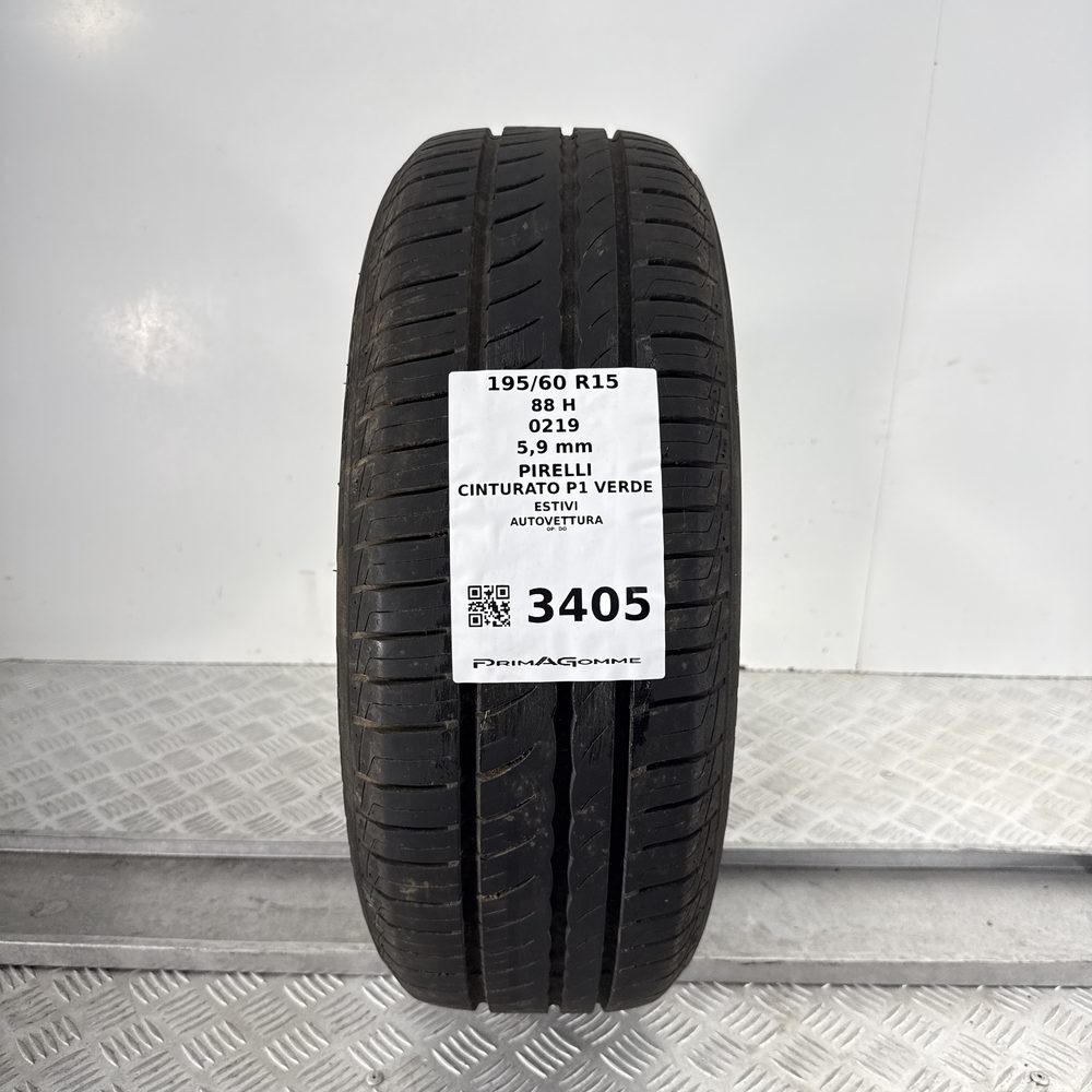 Gomma Usata 195 60 R15 88H PIRELLI CINTURATO P1 VERDE 84% Estivo