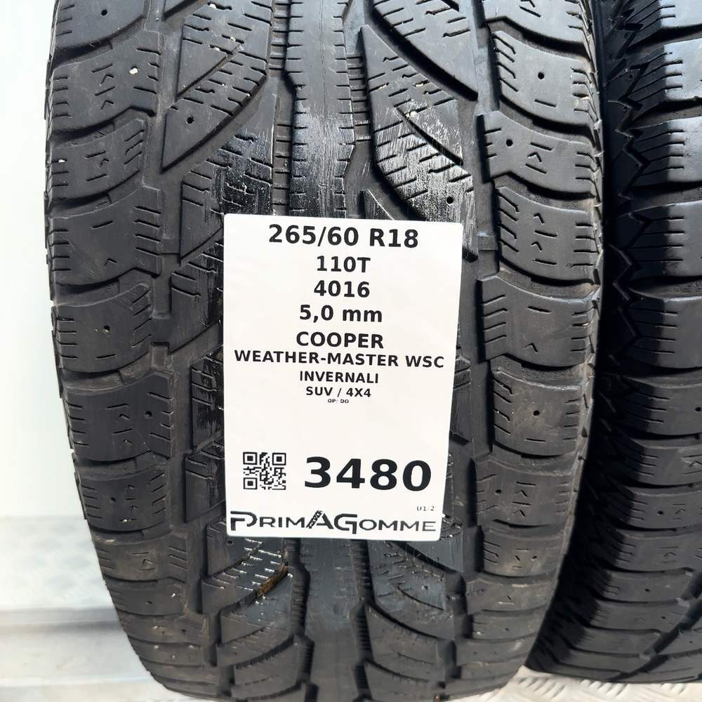Gomme Usate 265 60 R18 110T Cooper Weather-Master Wsc 71% Invernali - immagine 3
