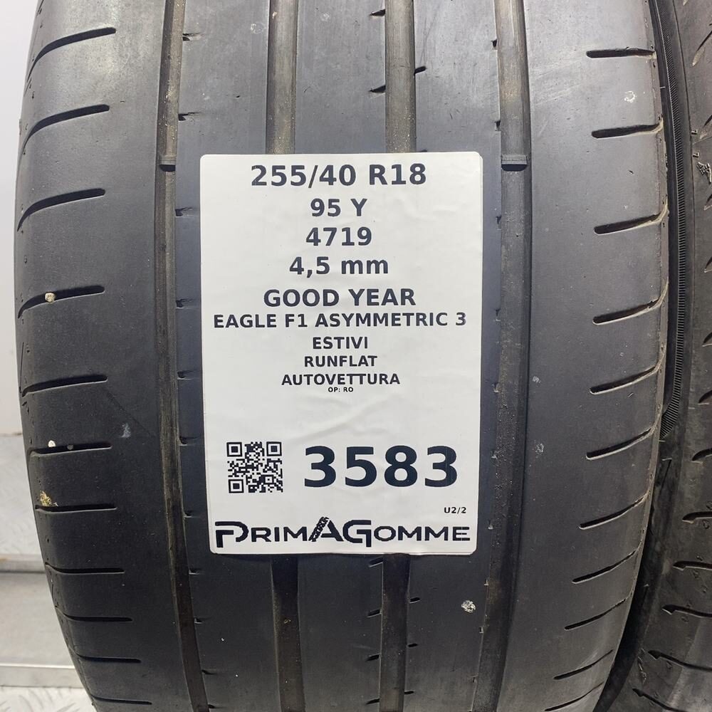 Gomme Usate 255 40 R18 95Y Good Year Eagle F1 Asymmetric 3 RunFlat Estive - immagine 3