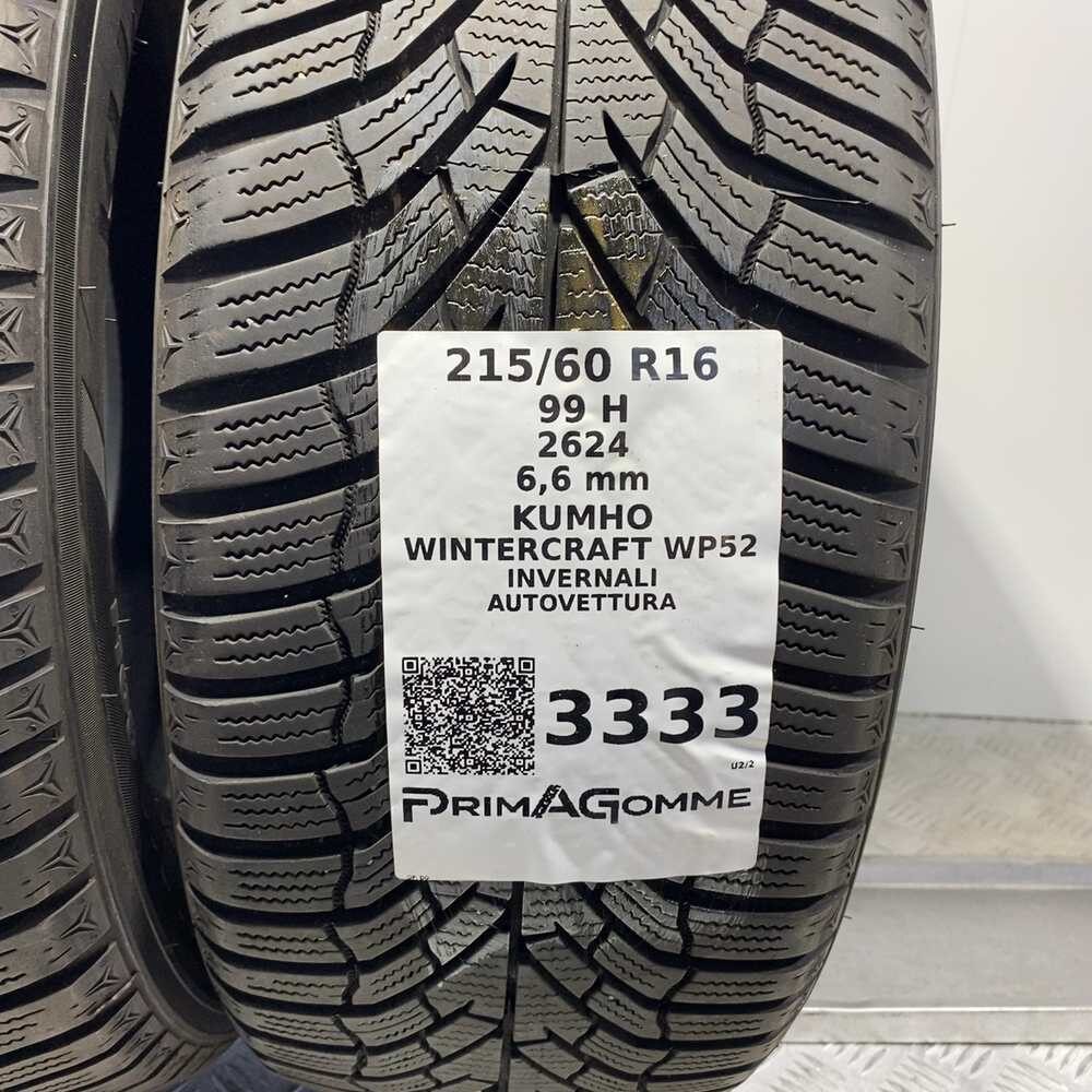 Gomme Usate 215 60 R16 99H Kumho Wintercraft WP52 94% Invernali - immagine 3