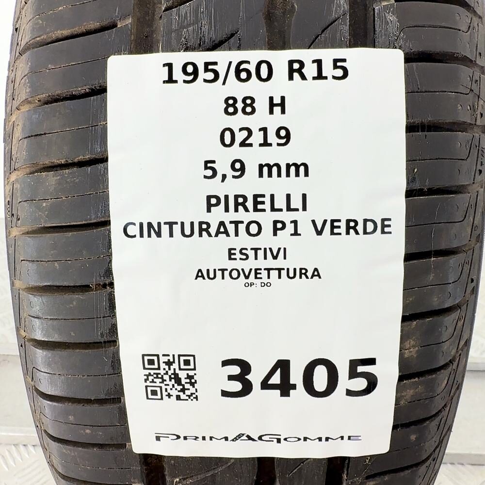 Gomma Usata 195 60 R15 88H PIRELLI CINTURATO P1 VERDE 84% Estivo - immagine 3