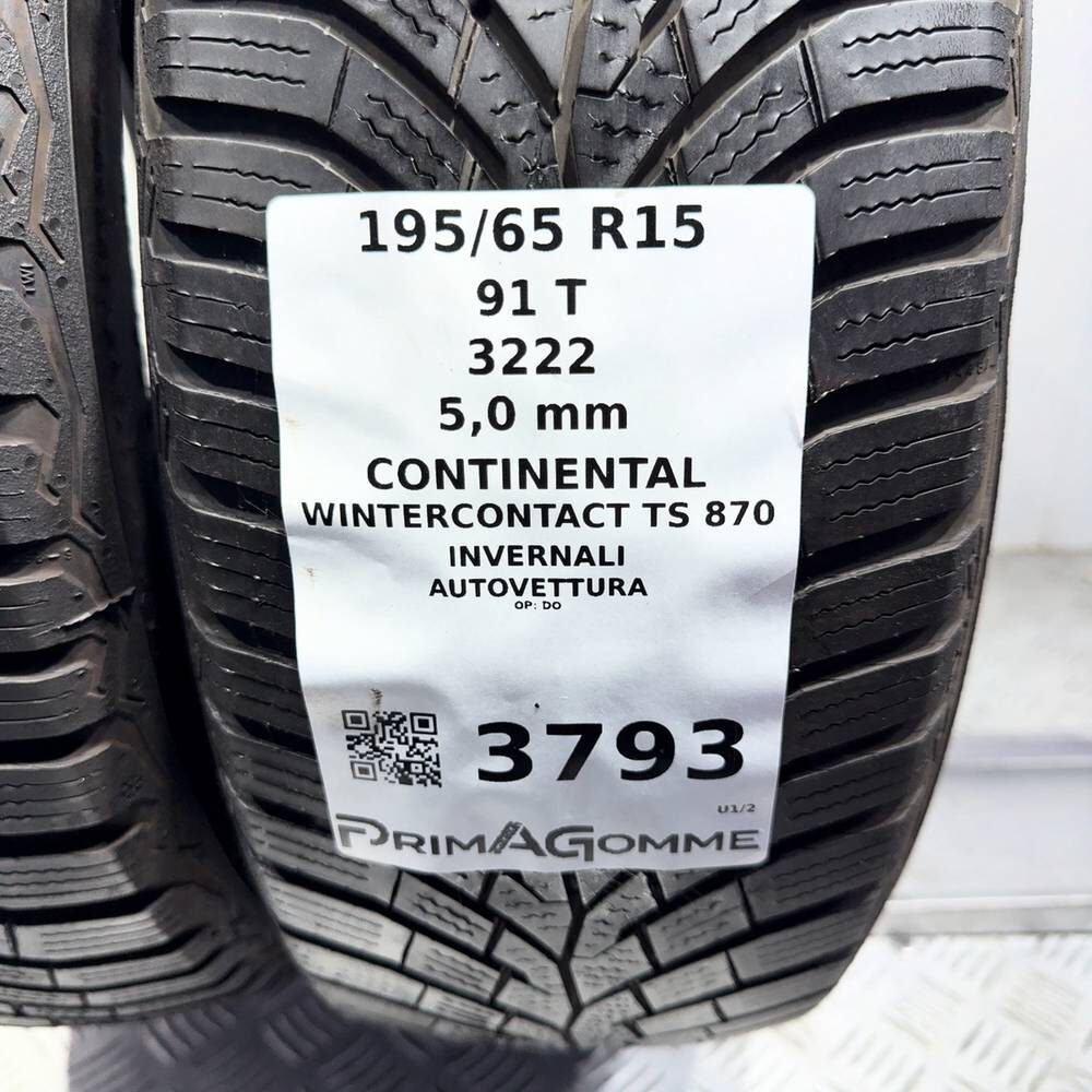 Gomme Usate 195 65 R15 91T Continental Wintercontact TS 870 71% Invernali - immagine 3
